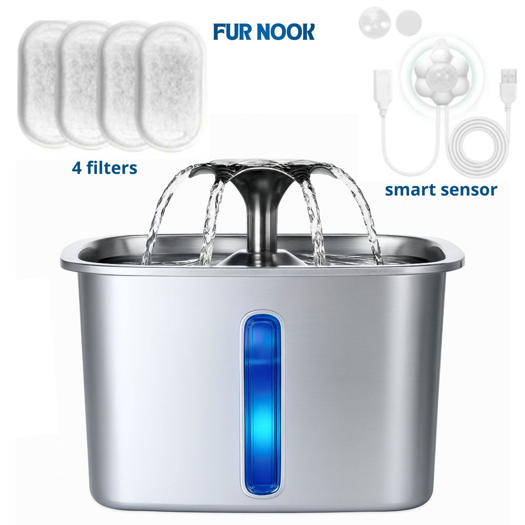 2025 Award Winner Pet Fountain | 3.2L Stainless Steel Automatic Dog & Cat Water Feeder - 5-Stage Filtration, Ultra-Quiet Dispenser